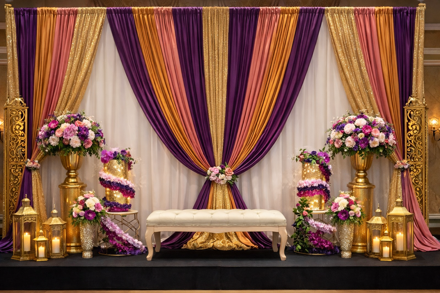 Luxury event backdrop with layered textures