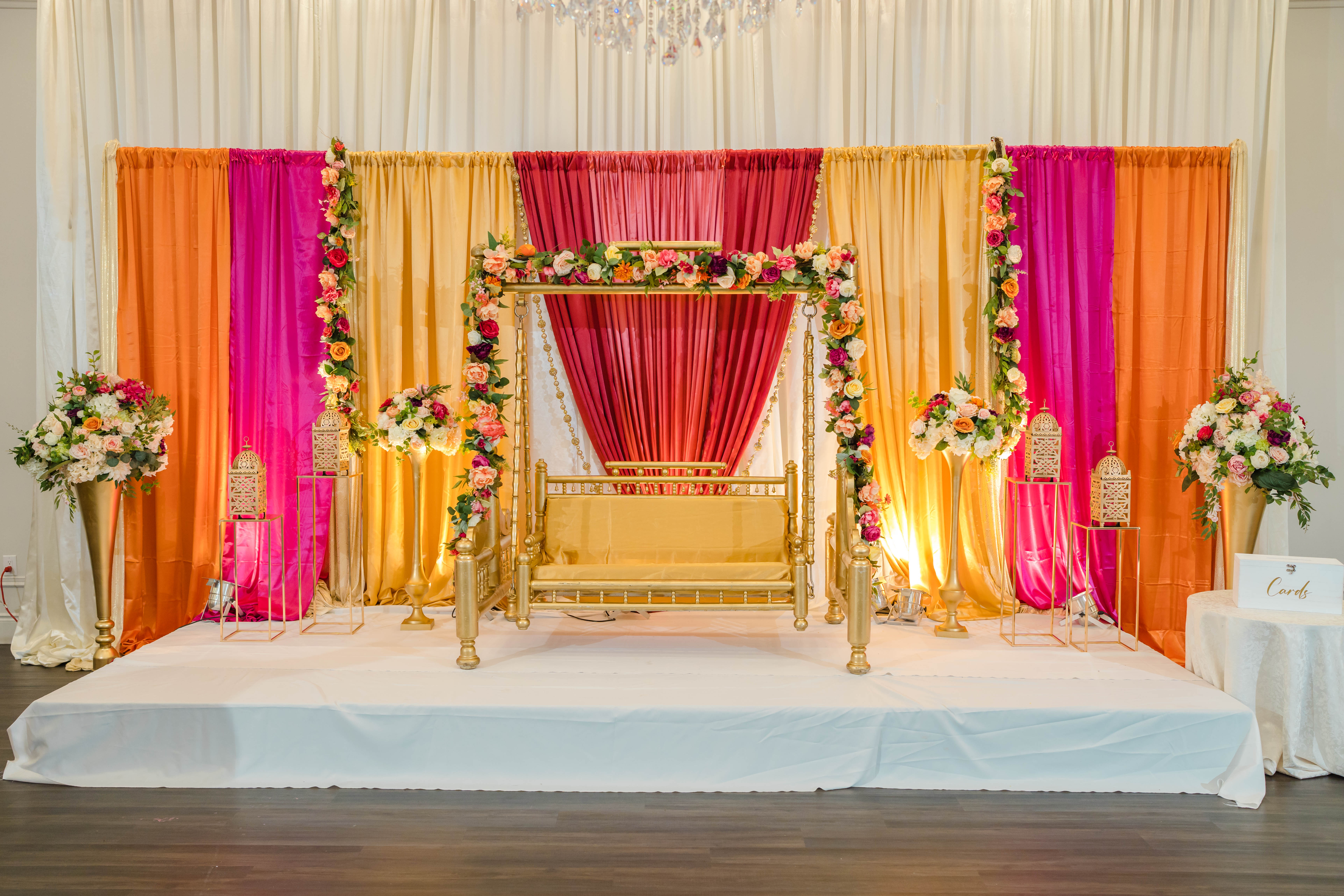 Sophisticated indoor event stage decor