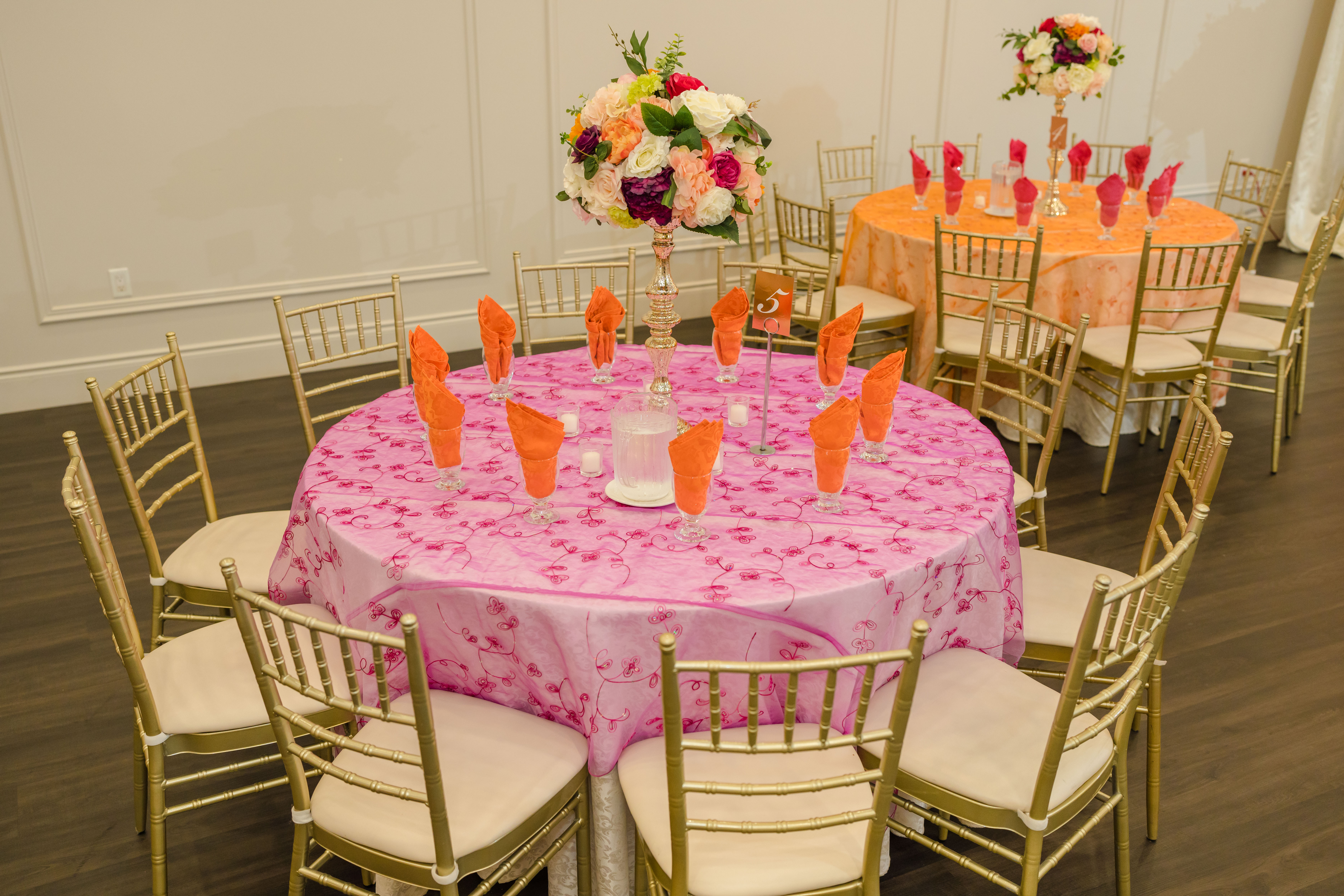 Wedding stage decor with matching colors